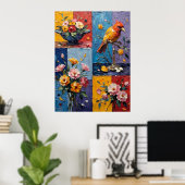 Poster Oiseaux et fleurs (Bureau à domicile)