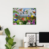 Poster Oiseaux et fleurs Belle image avec oiseaux (Bureau à domicile)