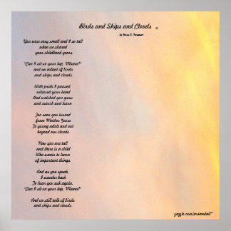 POSTER "OISEAUX ET NAVIRES ET NUAGES FAMILLE POEM POSTER"