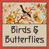 Poster Oiseaux et papillons Art Imprimer