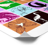 Poster Oiseaux et Plante Silhouette Animal Collage Art (Coin)