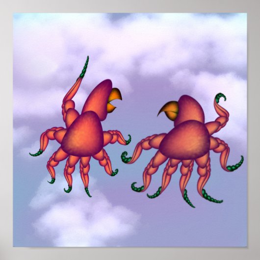 Poster Oiseaux extraterrestres sans plumes dans la tempêt (Devant)
