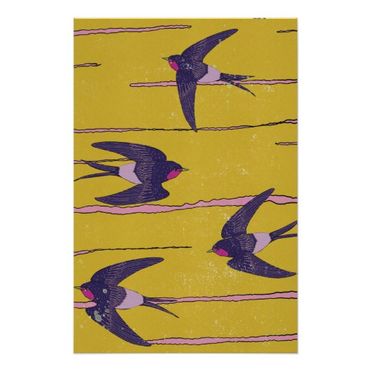 Poster Oiseaux hirondelles (Devant)
