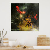 Poster Oiseaux Ibis Écarlate « VOLER LA LUMIÈRE » (Cuisine)