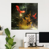 Poster Oiseaux Ibis Écarlate « VOLER LA LUMIÈRE » (Bureau à domicile)