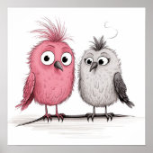 Poster Oiseaux illustrés amusants (Devant)