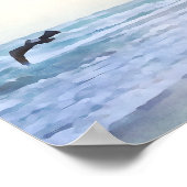 Poster Oiseaux marins paisibles à Shore Watercolor Style (Coin)