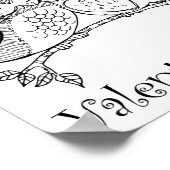 Poster Oiseaux mignons Aimer Chouette Couple Ligne Romanc (Coin)