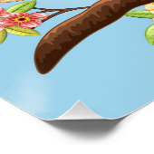 Poster Oiseaux mignons et heureux parmi les fleurs du pri (Coin)