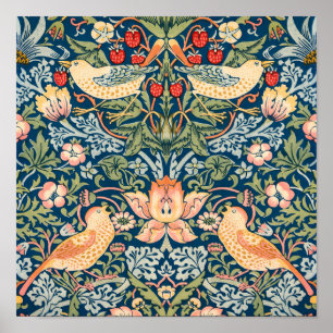 Poster Oiseaux mignons, voleurs de fraises Art vintage