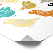 Poster Oiseaux Moderne Couleurs Rétro du Milieu du Siècle (Coin)