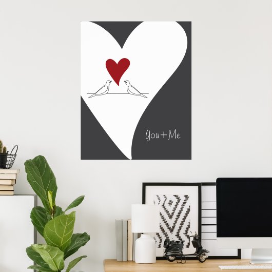 Poster Oiseaux modernes simples personnalisés en amour Co (Bureau à domicile)