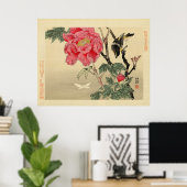 Poster Oiseaux observant un papillon (Bureau à domicile)