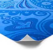 Poster Oiseaux Paon Oriental Bleu (Coin)