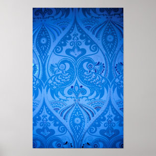 Poster Oiseaux Paon Oriental Bleu