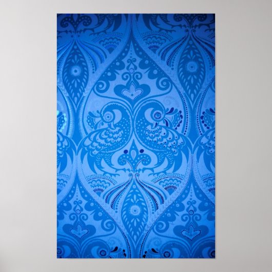 Poster Oiseaux Paon Oriental Bleu (Devant)