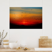 Poster Oiseaux prendre l'avion au coucher du soleil, phot (Cuisine)