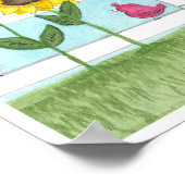 Poster Oiseaux roses & tournesols (Coin)