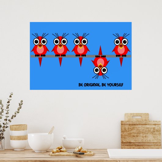 Poster oiseaux rouges (Cuisine)
