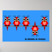 Poster oiseaux rouges (Devant)