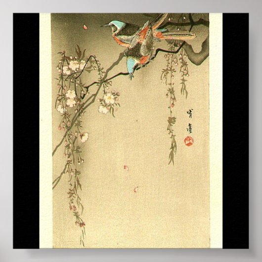 Poster Oiseaux sur cerisier par Seitei Watanabe 1851-1918 (Devant)