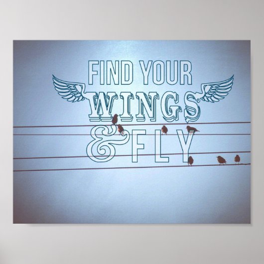 Poster Oiseaux sur un fil, voler (Devant)