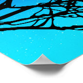 Poster Oiseaux sur une branche, Noir contre Bleu du soir (Coin)