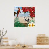 Poster Oiseaux tropicaux sur la plage (Cuisine)