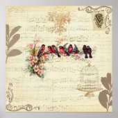 Poster Oiseaux vintages (Devant)