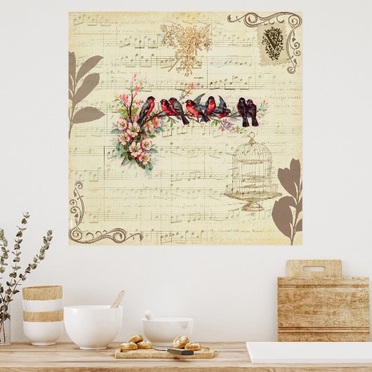 Poster Oiseaux vintages (Cuisine)
