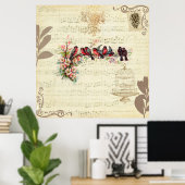 Poster Oiseaux vintages (Bureau à domicile)