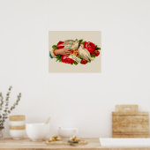 Poster Oiseaux vintages colombes d'amour victoriennes (Cuisine)