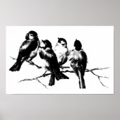 Poster Oiseaux vintages de boules (Devant)