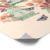 Poster Oiseaux vintages, papillons et fleurs Vintages (Coin)