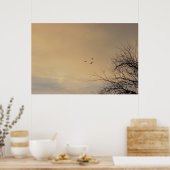 Poster Oiseaux volant à l'affiche du coucher du soleil (Cuisine)