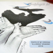 Poster Oiseaux volants à l'ombre de la main Illusion Art