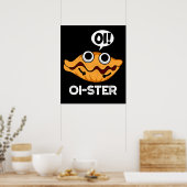 Poster Oister Funny Animal Oyster Pun Dark BG (Cuisine)
