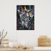 Poster Okapi dans la jungle électrique avec éclair néon (Cuisine)