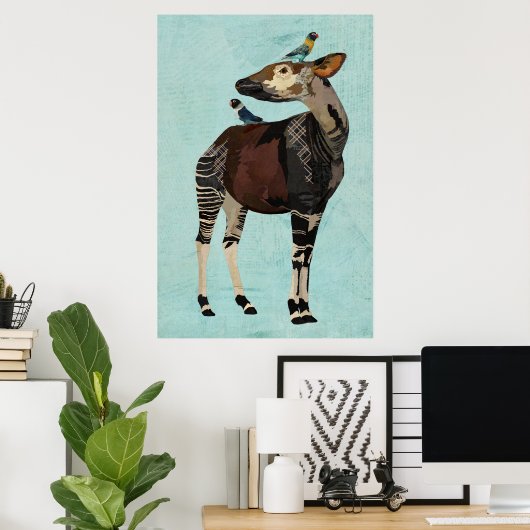 POSTER OKAPI & FEATHERS (Bureau à domicile)