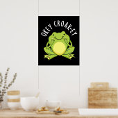 Poster Okey Croak ey Funny Frog Pun Dark BG (Cuisine)