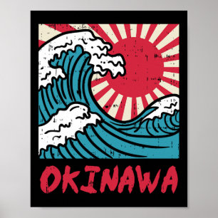 Poster Okinawa Great Wave Kanigawa Japon Martial japonais
