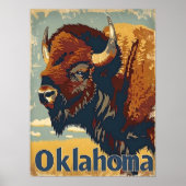 Poster Oklahoma Bison Vintage (Devant)