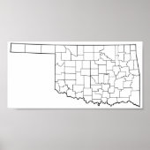 Poster Oklahoma Counties Blank Outline Map (Devant)