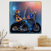 Poster Old American Biker (Cuisine)