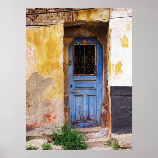 Poster Old Blue Door Mykonos (Devant)