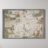 Poster Old fashioned Mediterranean sea map (Devant)