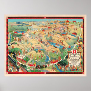 Poster Old Glacier National Park Map (1925)