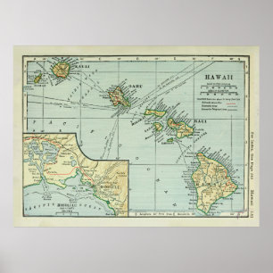Poster Old Hawaii Islands Map (1921) 