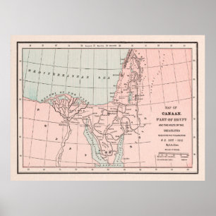 Poster Old Hebrew Exdus of Egypt Map (1901)