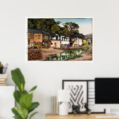 Poster Old Japanese Village Ukiyo–e (Bureau à domicile)